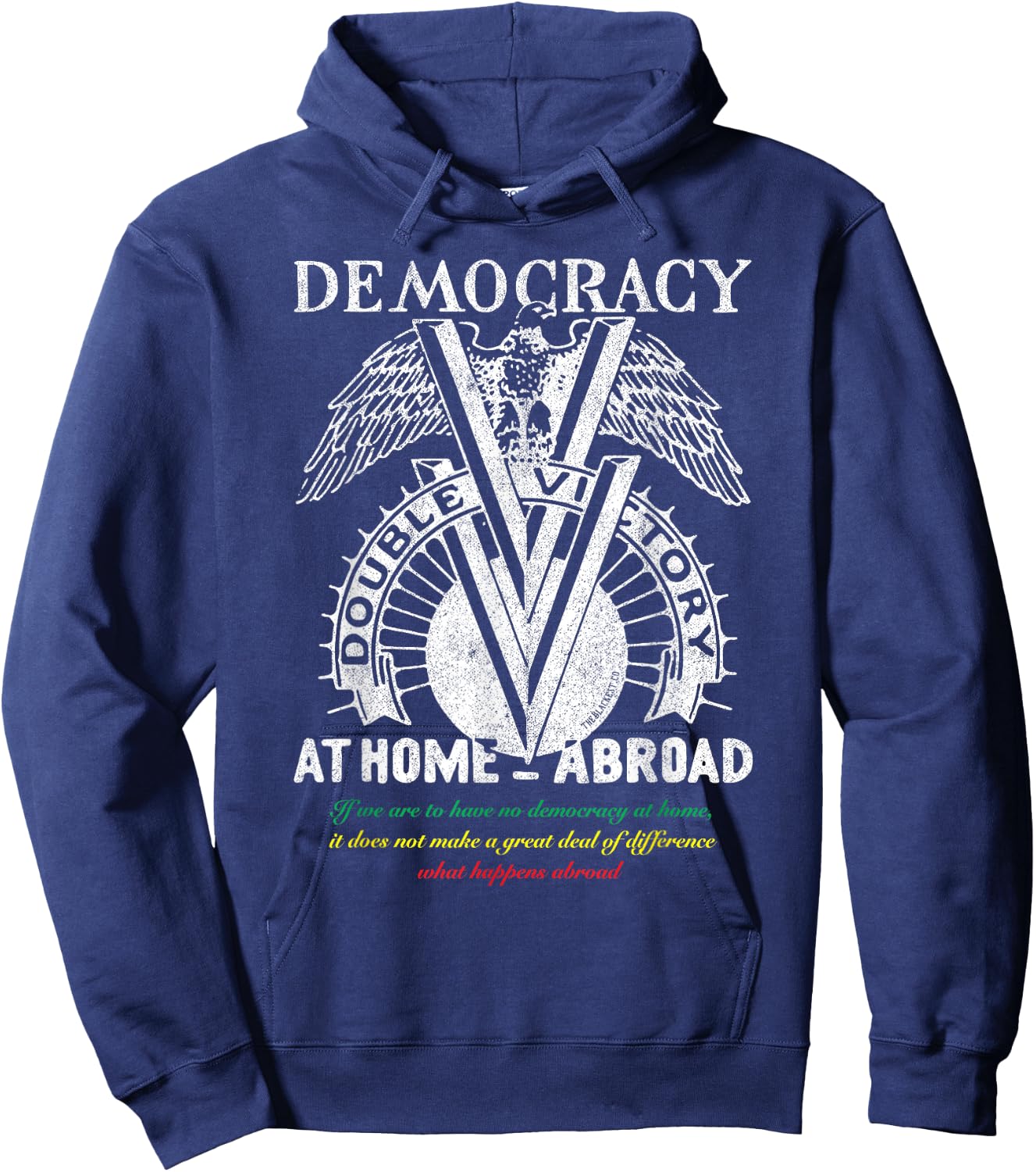 Double V Campaign Retro Vintage Black History Soldiers WWII Hoodie - Hoodie | Navy