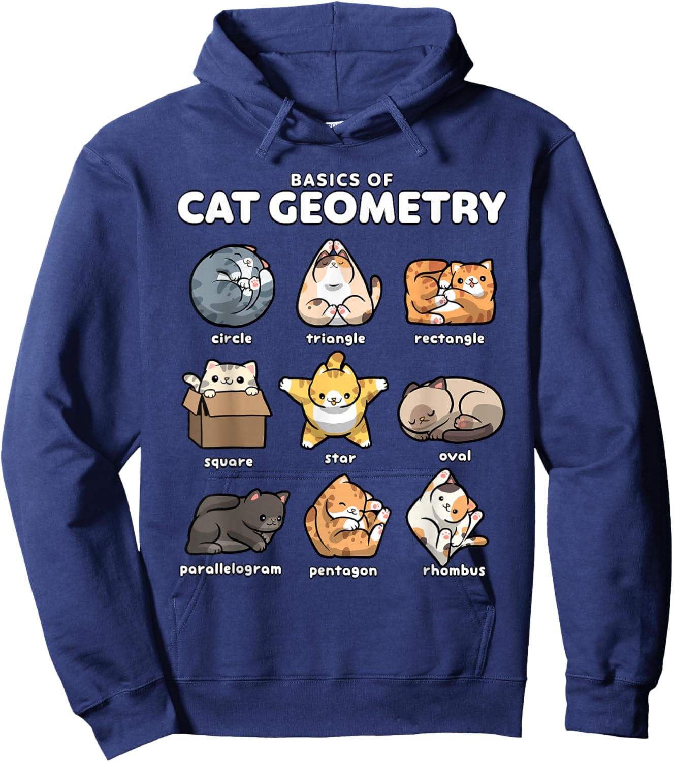 Basics of Cat Geometry Cute Math Cats Hoodie - Hoodie | Navy
