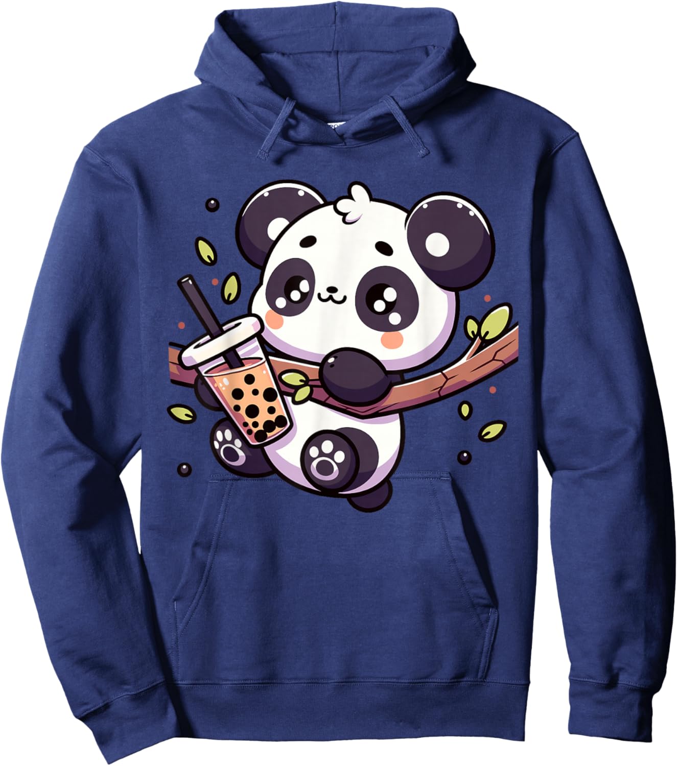 Kawaii Panda Drink Bubble Tea Anime Boba Tapioca Hoodie - Hoodie | Navy
