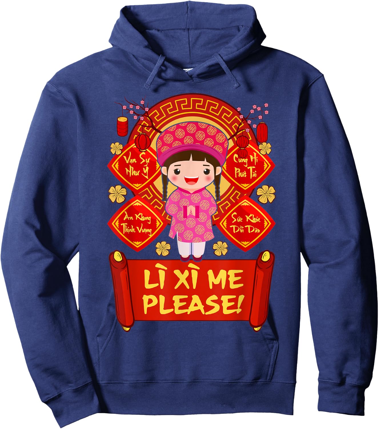 Li Xi Me Please! Girl 2022 Kid Vietnamese Lunar New Year Hoodie - Hoodie | Navy