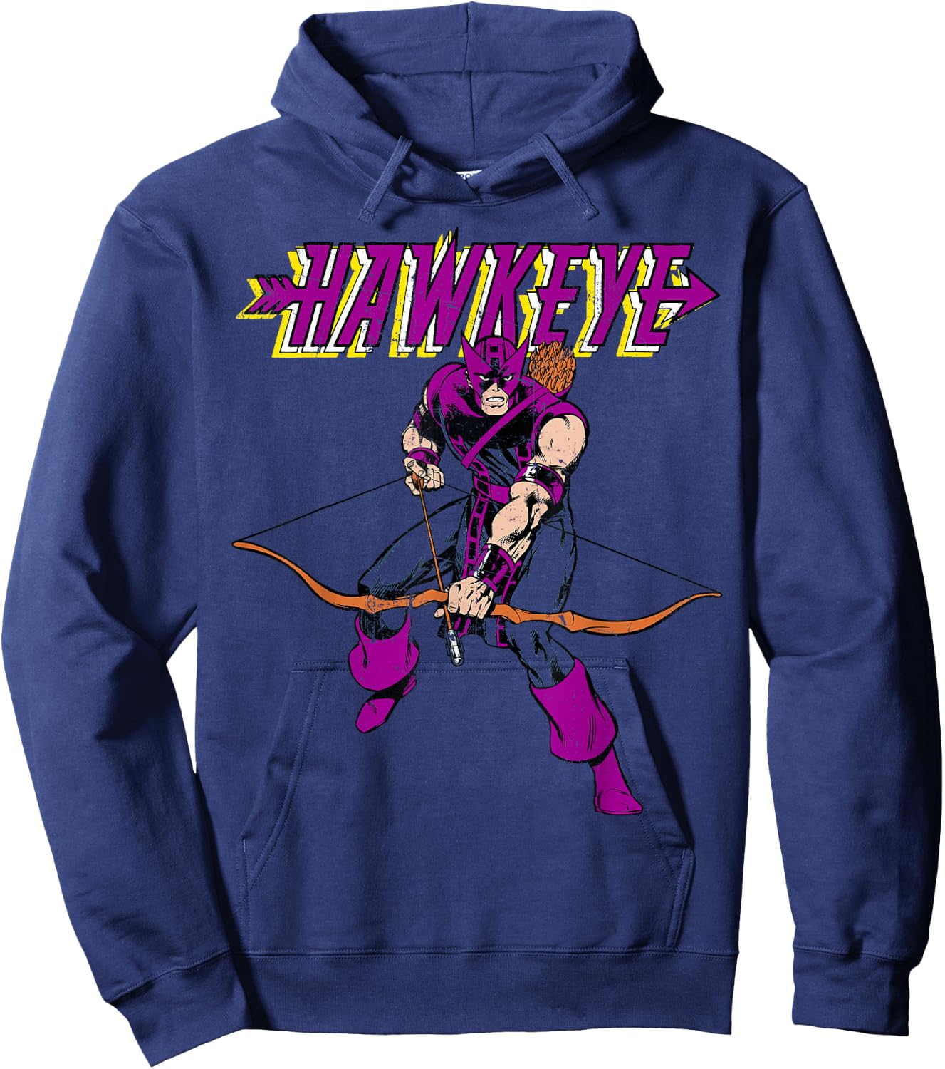 Marvel Hawkeye Vintage Bow and Arrow Portrait Logo Hoodie - Hoodie | Navy