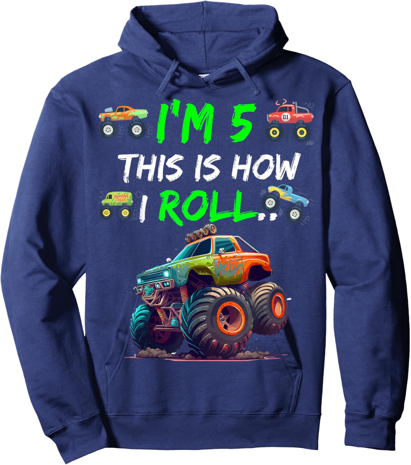 I'm 5 This is How I Roll on My 5 Year Old Hoodie - Hoodie | Navy