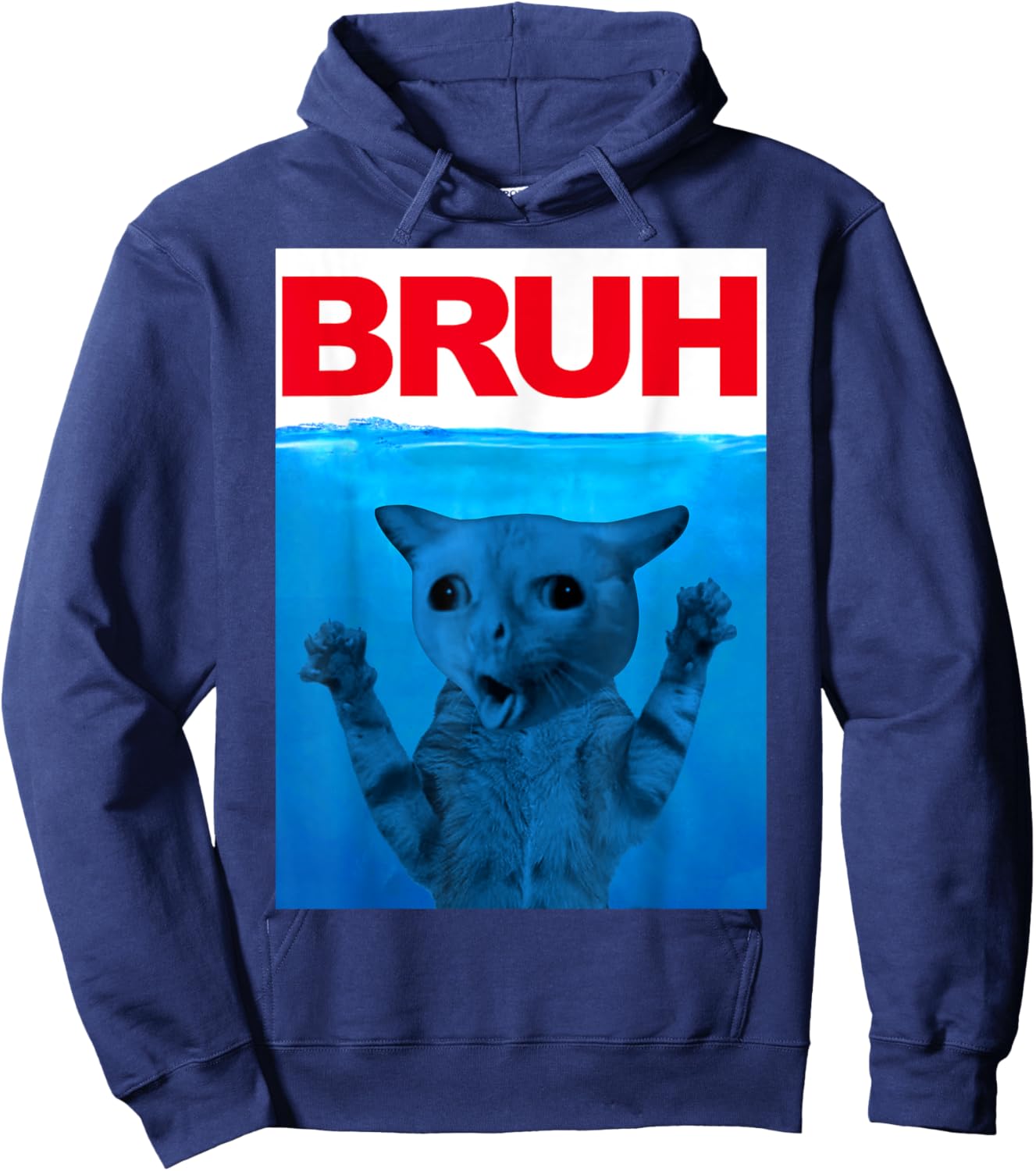 Bruh Meme Funny Saying Brother Greeting Teens Boys Bruh Cat Hoodie - Hoodie | Navy