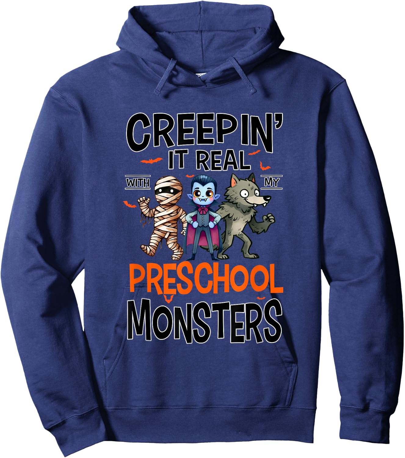 Halloween Teacher Creepin It Real With My Preschool Monsters Hoodie - Hoodie | Navy