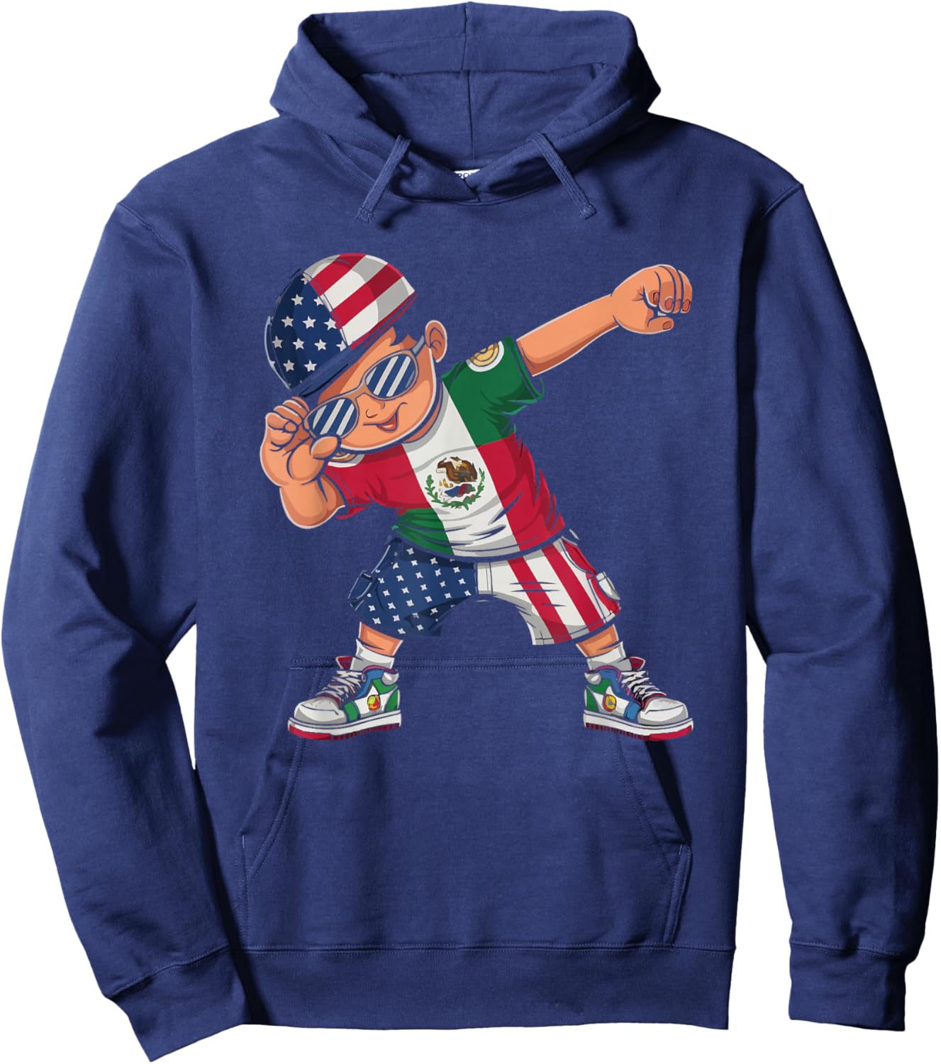 Half Mexican Half American USA Flag Mexico America Hoodie - Hoodie | Navy