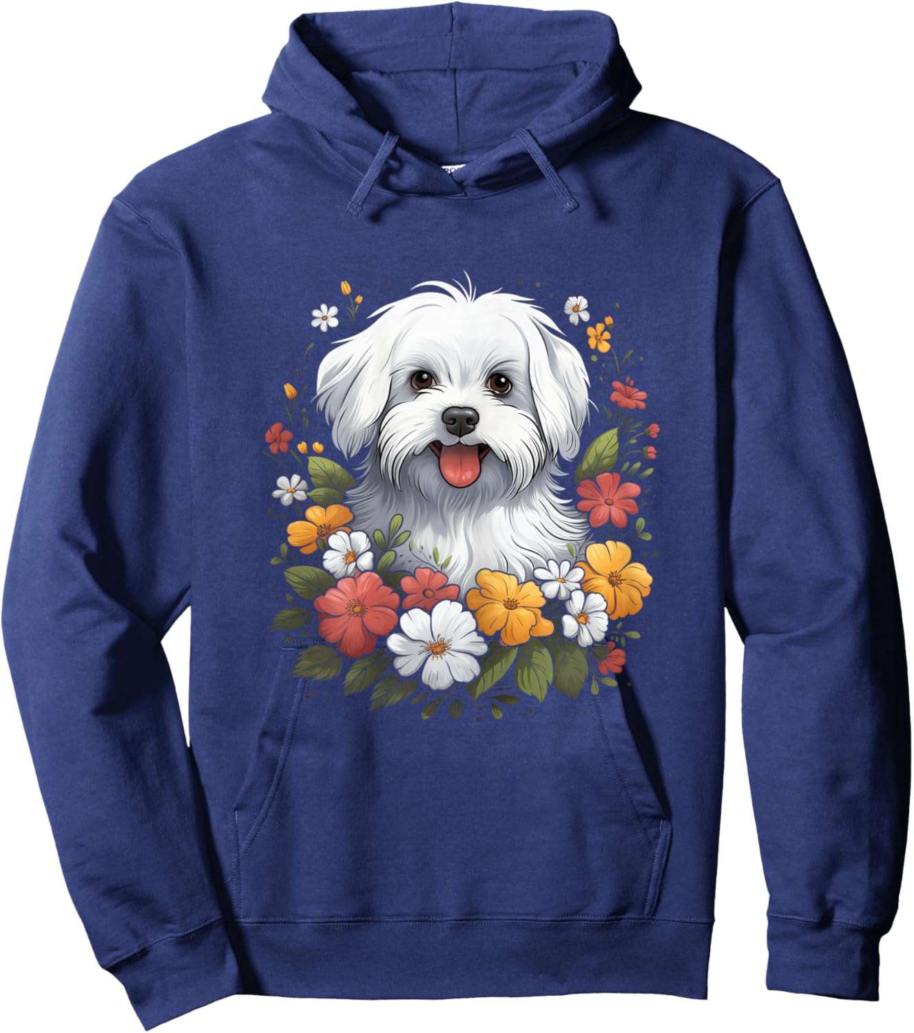 Maltese Mom Floral Dog Lover Vintage Flowers Cute Hoodie - Hoodie | Navy