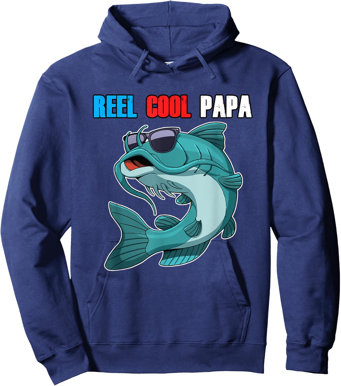Catfish Sunglasses Reel Cool Papa Shirt Fathers Day Fishing Hoodie - Hoodie | Navy