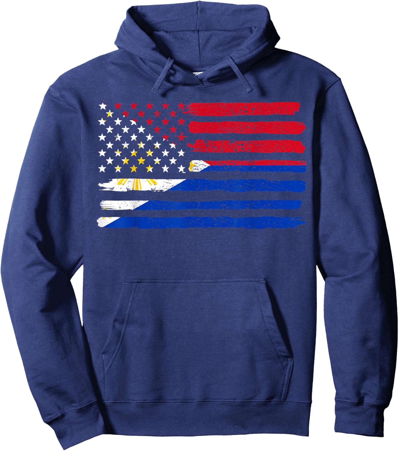 Philippines USA Flag Vintage Hoodie - Hoodie | Navy