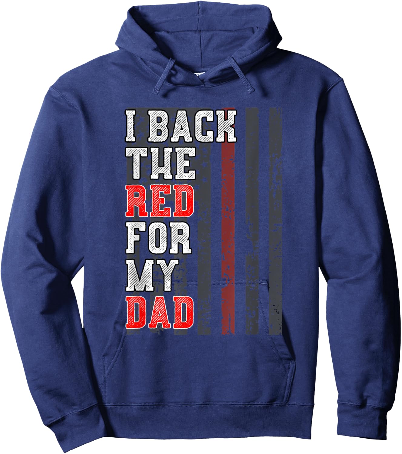 Firefighter Shirt for Daughter Son Support Dad Thin Red Line Hoodie - Hoodie | Navy