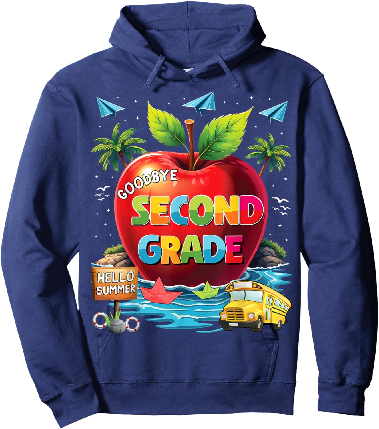 Goodbye 2nd Grade Hello Summer Last Day Of School Hoodie - Hoodie | Navy