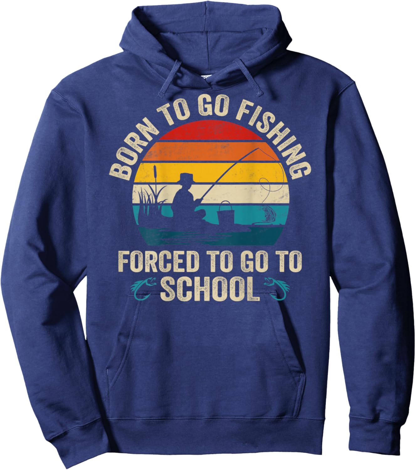 Funny Born To Go Fishing Bass Fish Fisherman Boys Hoodie - Hoodie | Navy