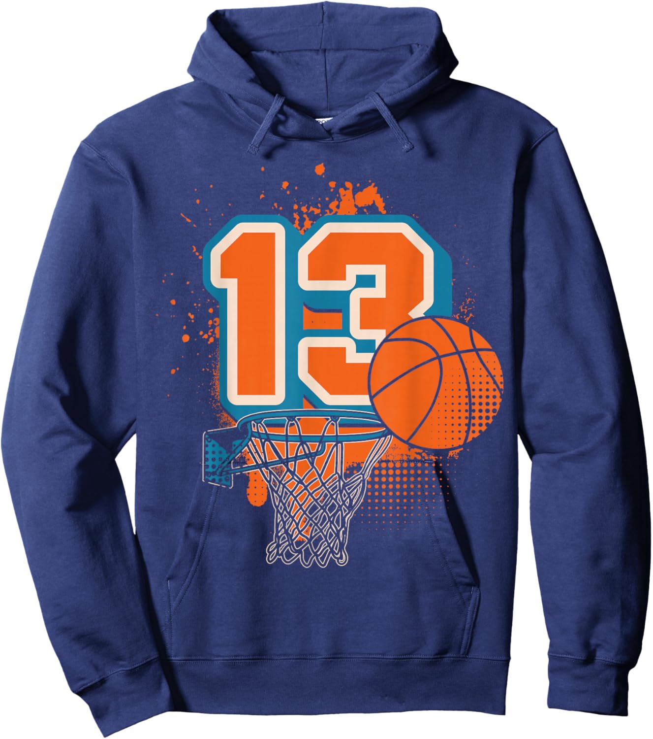 13th Birthday Boy Basketball Player Basketball 13 Years Old Hoodie - Hoodie | Navy