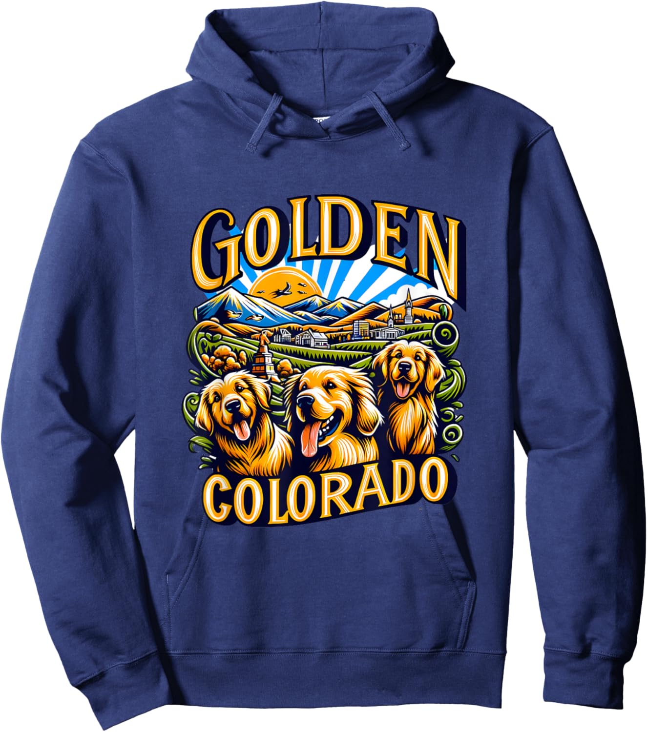 Golden Retrievers in Golden Colorado Hoodie - Hoodie | Navy