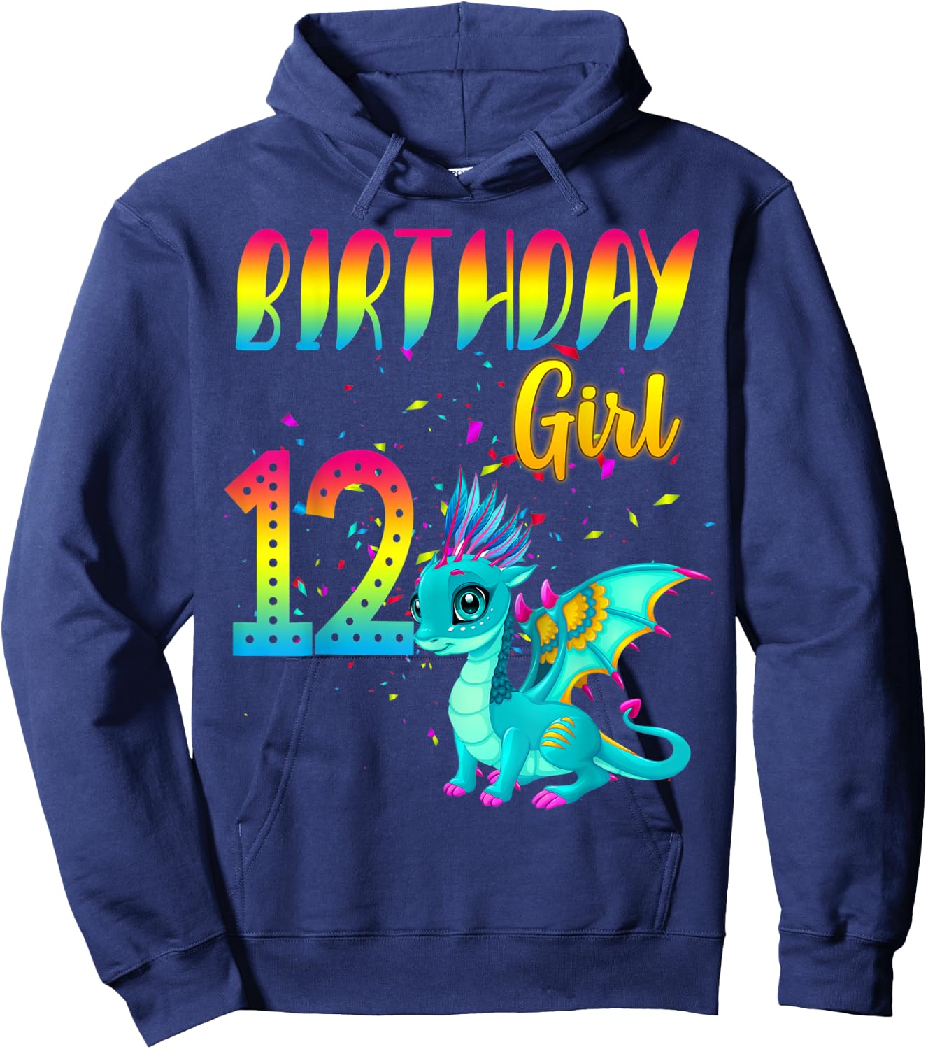 Birthday Girl Dragon 12 Theme Party Outfit Hoodie - Hoodie | Navy