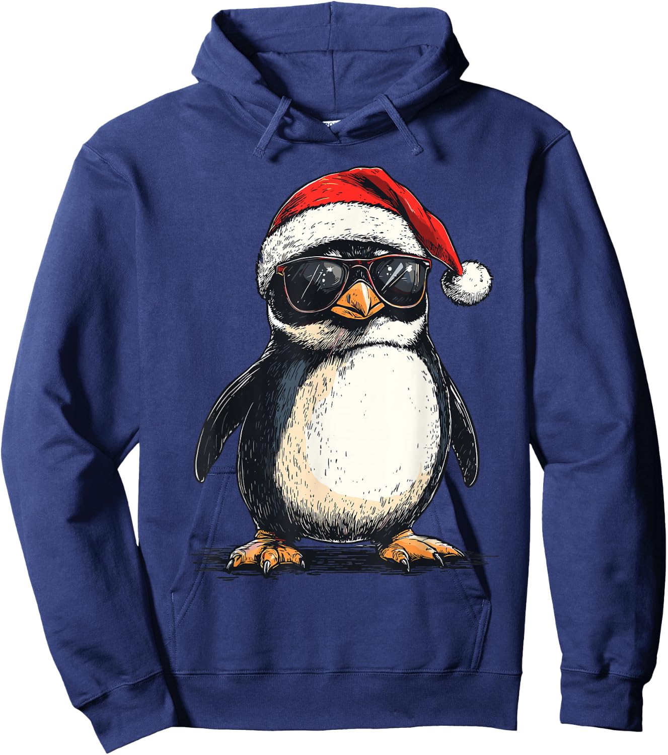 Penguin Santa Hat Funny Penguin Lovers Xmas Christmas Pajama Hoodie - Hoodie | Navy