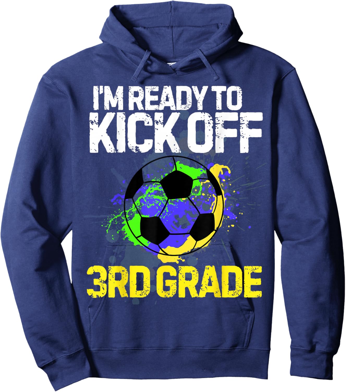 Funny Back To School First day Of 3rd grade Soccer Boys Kids Hoodie - Hoodie | Navy