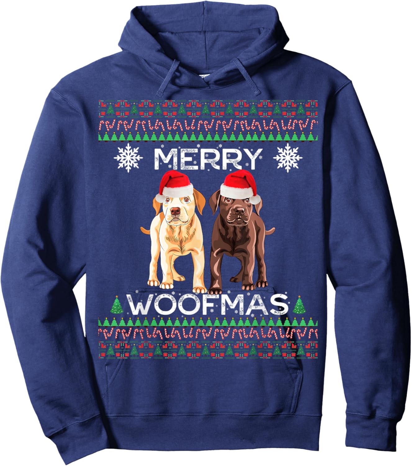 Labrador Christmas Ugly Yellow Lab Chocolate Labrador Hoodie - Hoodie | Navy