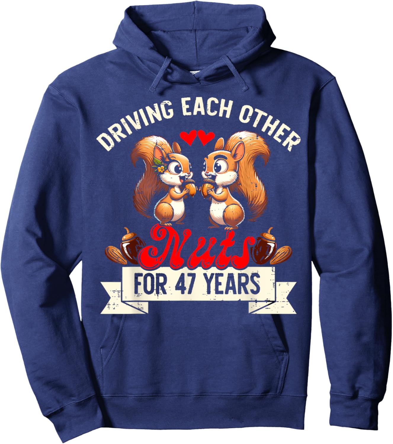 Couples Married 47-Year Funny 47th Wedding Anniversary Hoodie - Hoodie | Navy