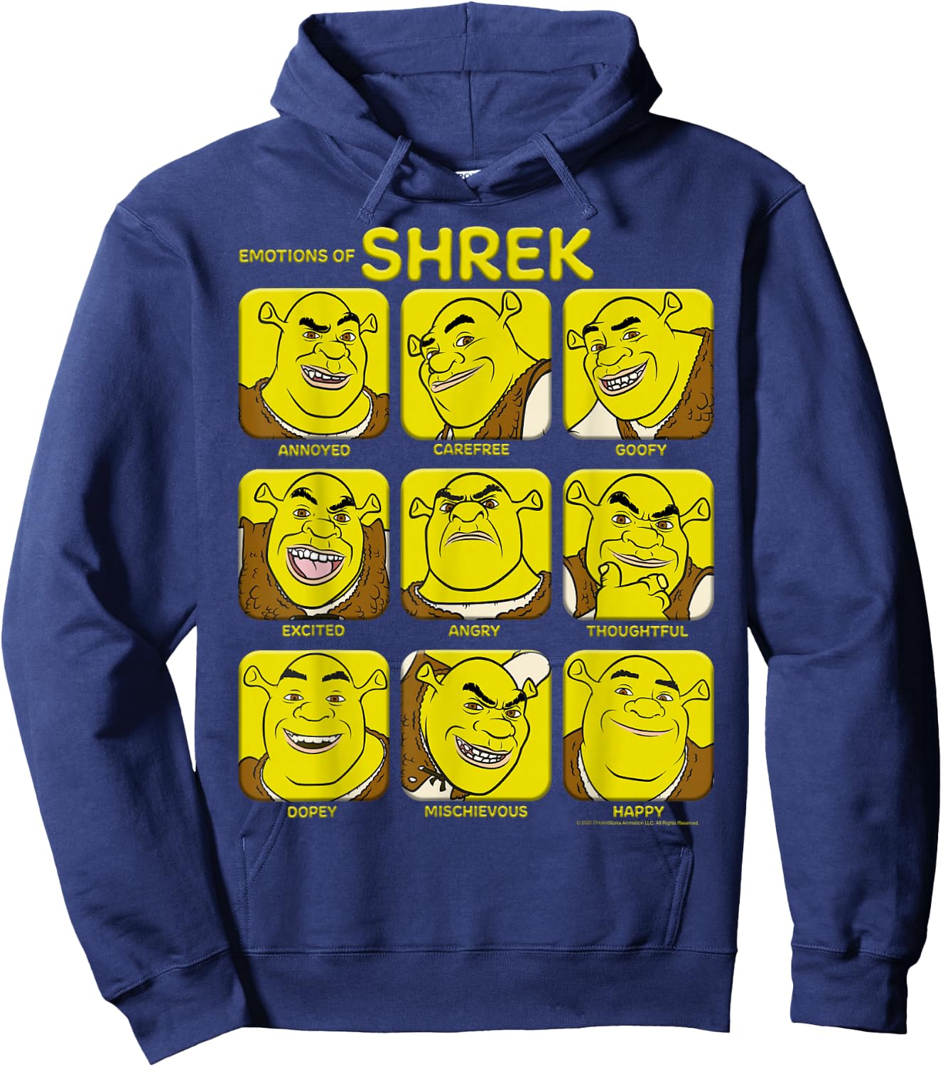 Shrek Emotions of Shrek Box Up Hoodie - Hoodie | Navy