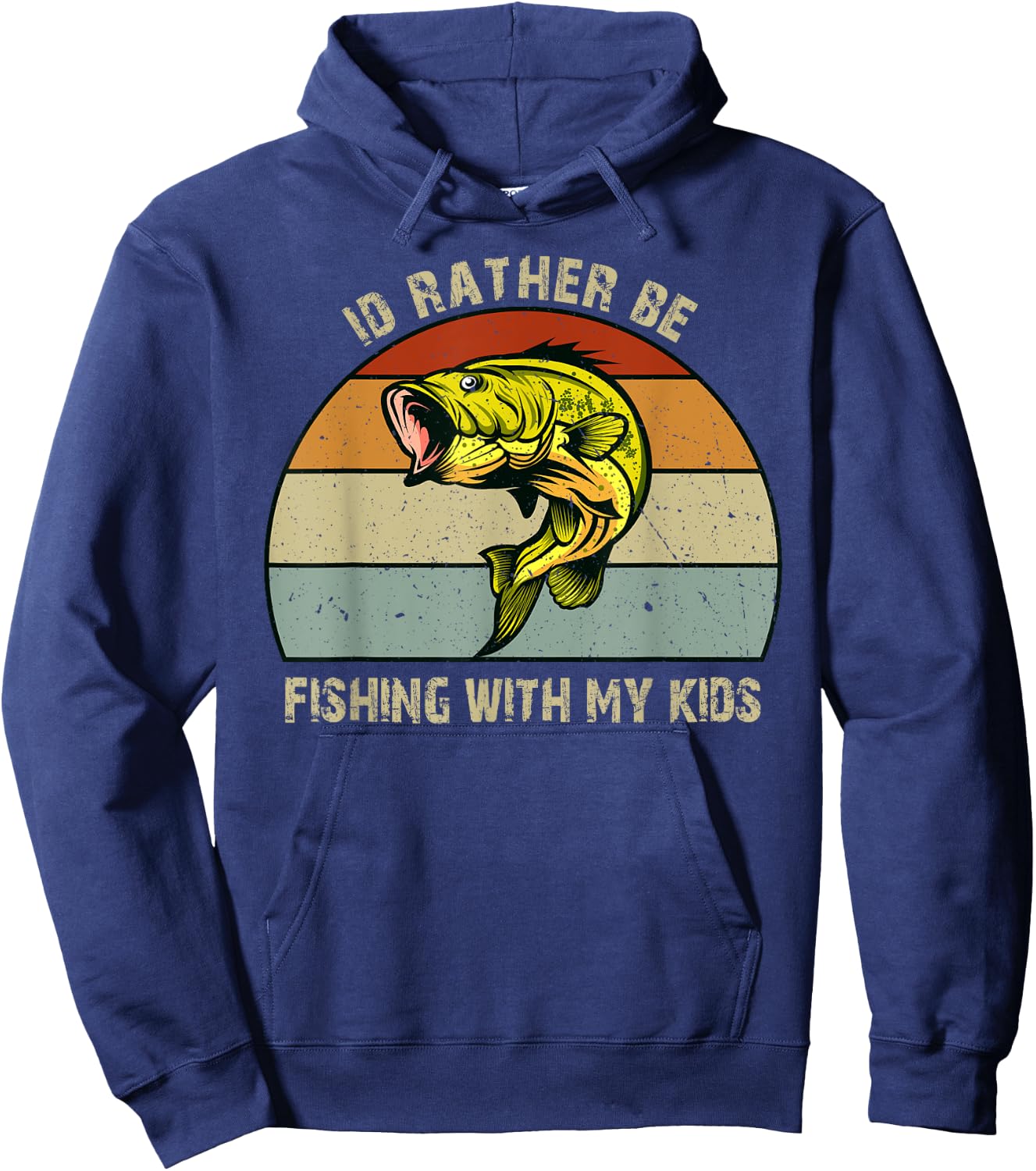 Id Rather be Fishing with My Kids Bass Fishing Gifts Dad Hoodie - Hoodie | Navy