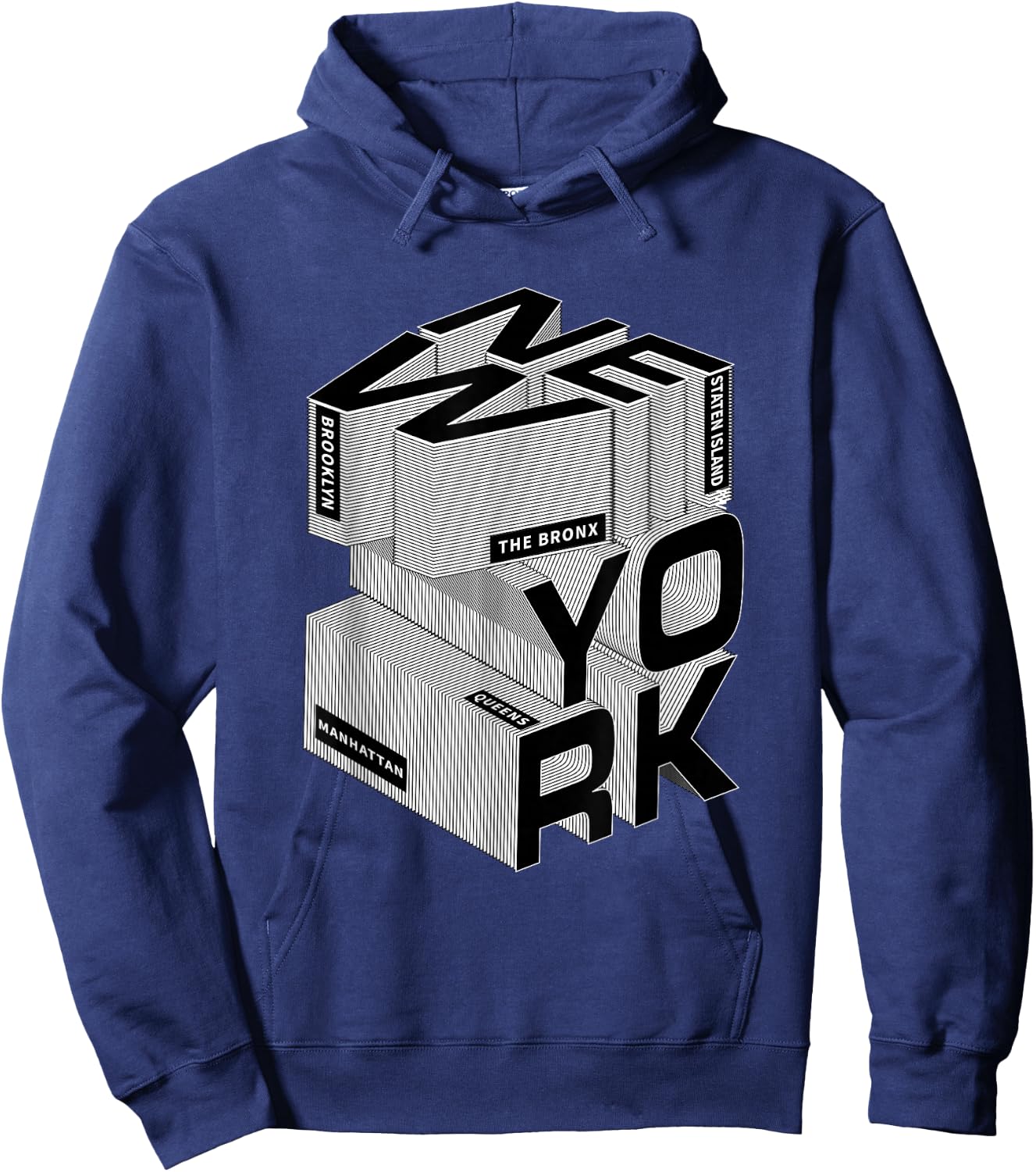 Mara Closet -Adults New York City Five Boroughs Urban Typography , Black, Small, Short Sleeve Hoodie - Hoodie | Navy