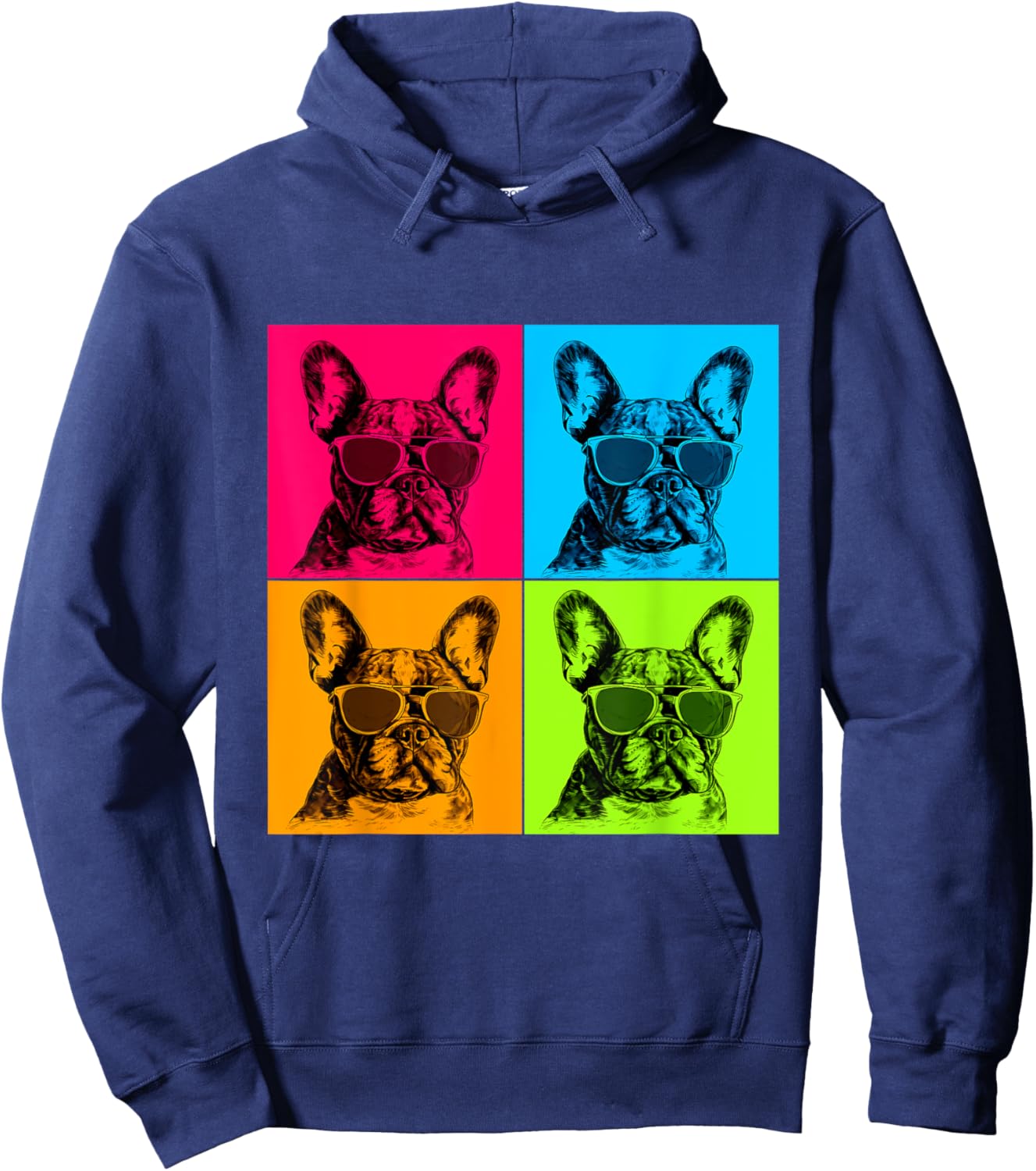 Frenchton Dog Pop Art Design Illustration Colorful Men Women Kids Hoodie - Hoodie | Navy