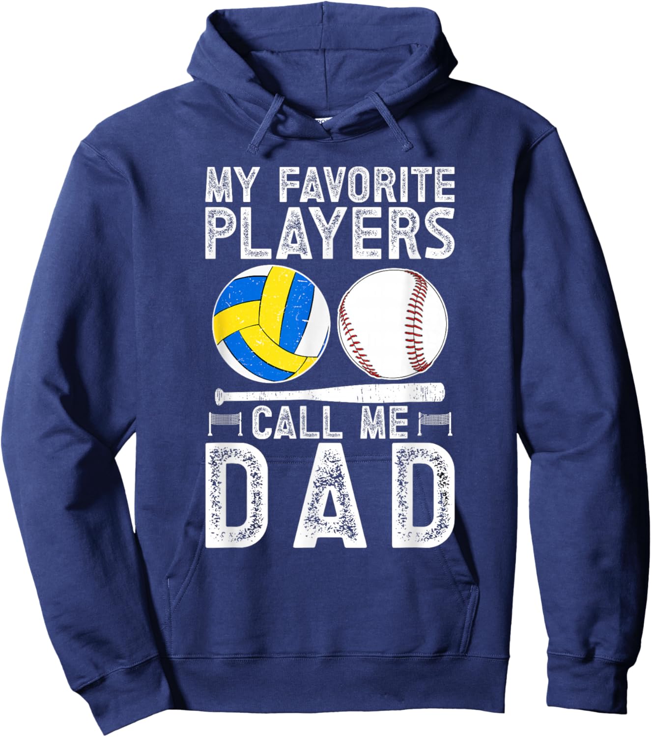 My Favorite Players Call Me Dad Baseball Volleyball Dad Hoodie - Hoodie | Navy
