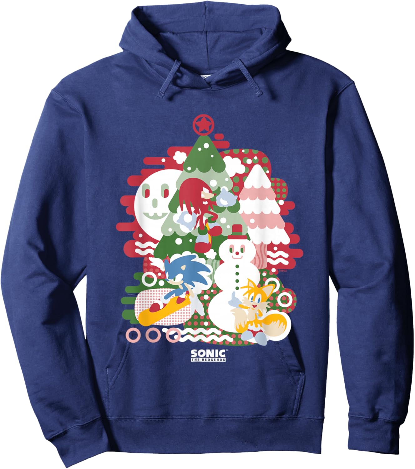 Sonic The Hedgehog Christmas Sonic & Friends Enjoying Winter Hoodie - Hoodie | Navy