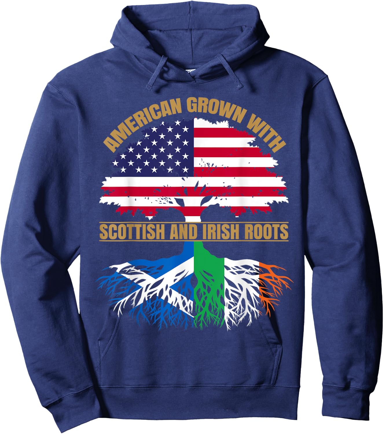Heritage American Grown with Scottish Irish Roots Hoodie - Hoodie | Navy
