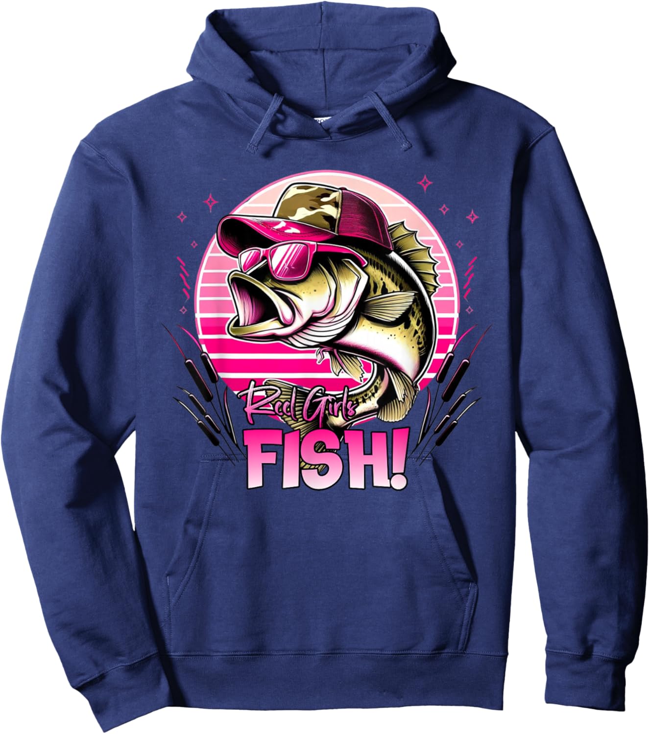 Fishing Women's Reel Girls Fish Fishing Girls That Like Pink Hoodie - Hoodie | Navy