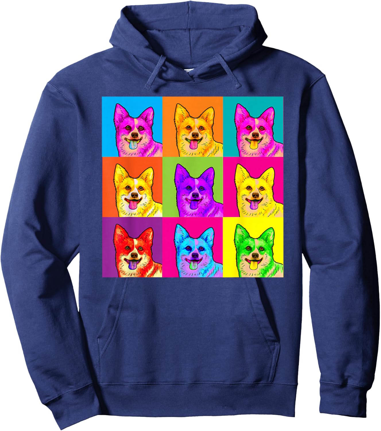 Pop Art Corgi Dog Colorful Artistic Artist Gifts Men Women Kids Hoodie - Hoodie | Navy