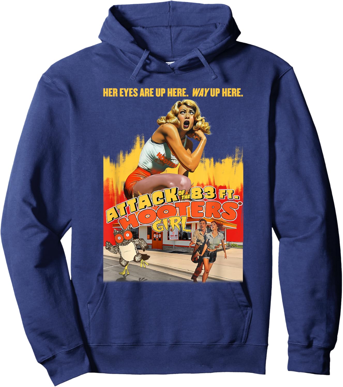 Hooters Attack of The 83ft Hooters Girl Funny B-Movie Retro Hoodie - Hoodie | Navy