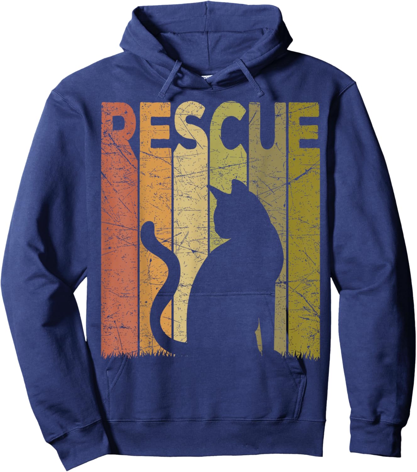 Cat Rescue Vintage Cat Rescuer Retro Cat Rescue Women Girls Kids Hoodie - Hoodie | Navy