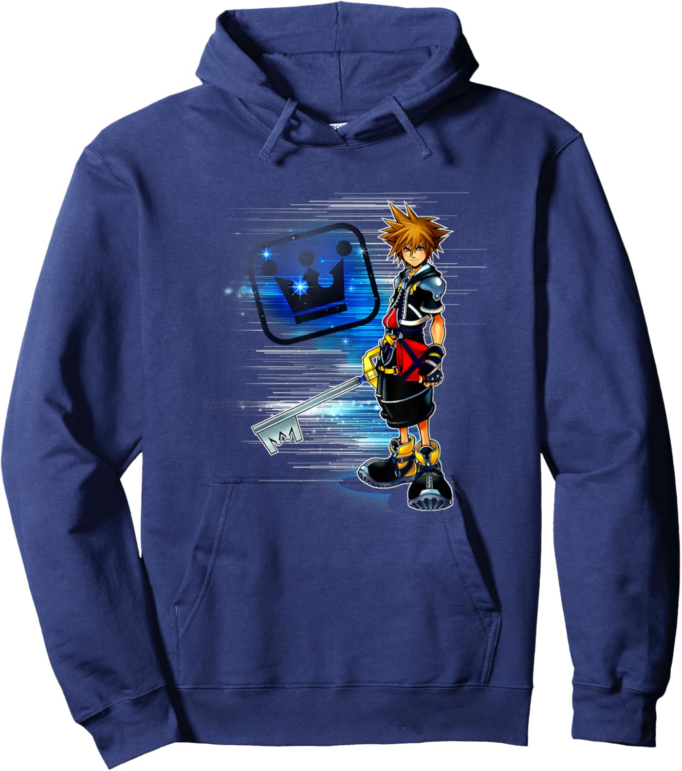 Disney Kingdom Hearts Sora Shiny Speed Dash Chest Portrait Hoodie - Hoodie | Navy