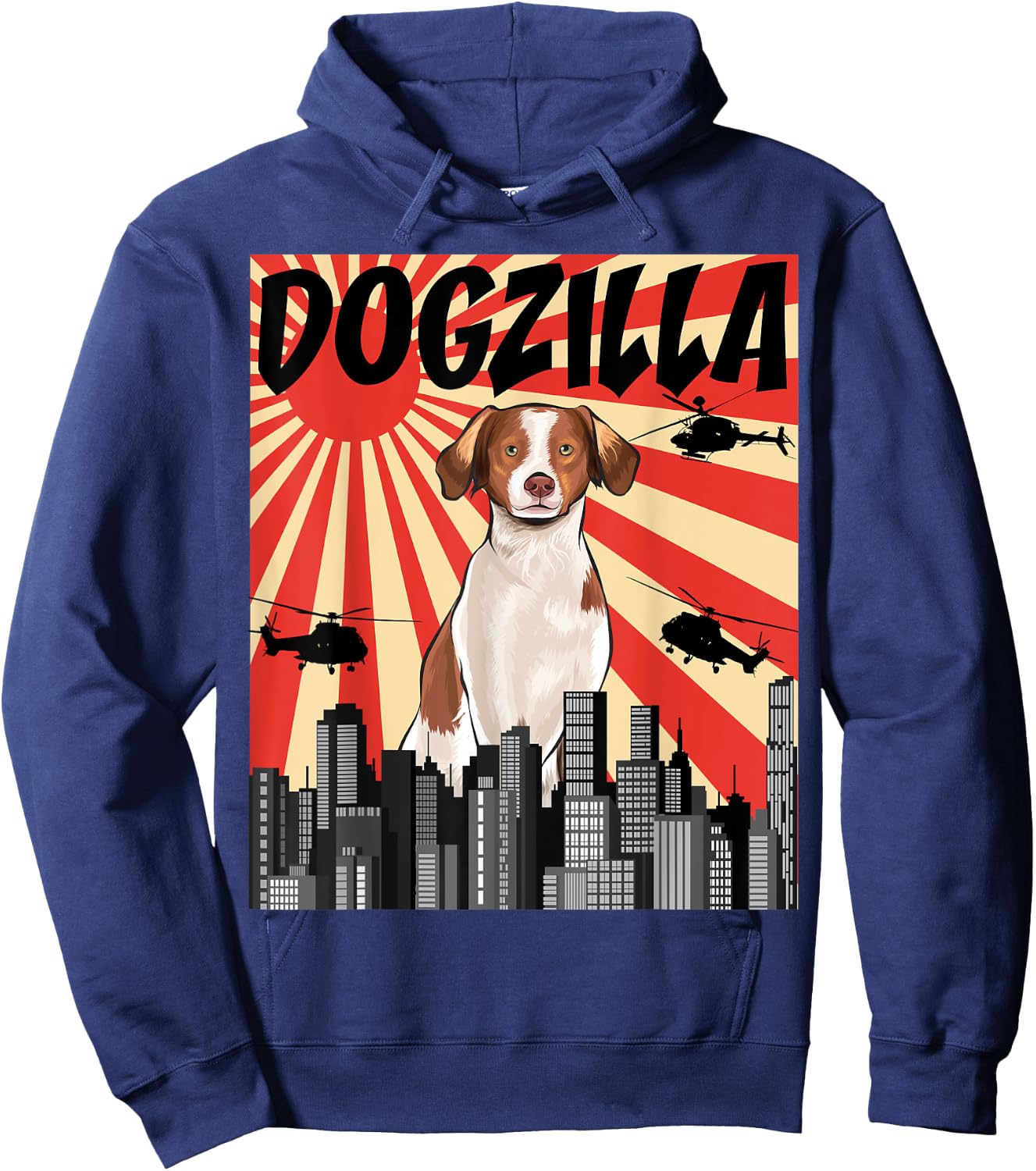 Funny Retro Japanese Dogzilla Brittany Hoodie - Hoodie | Navy