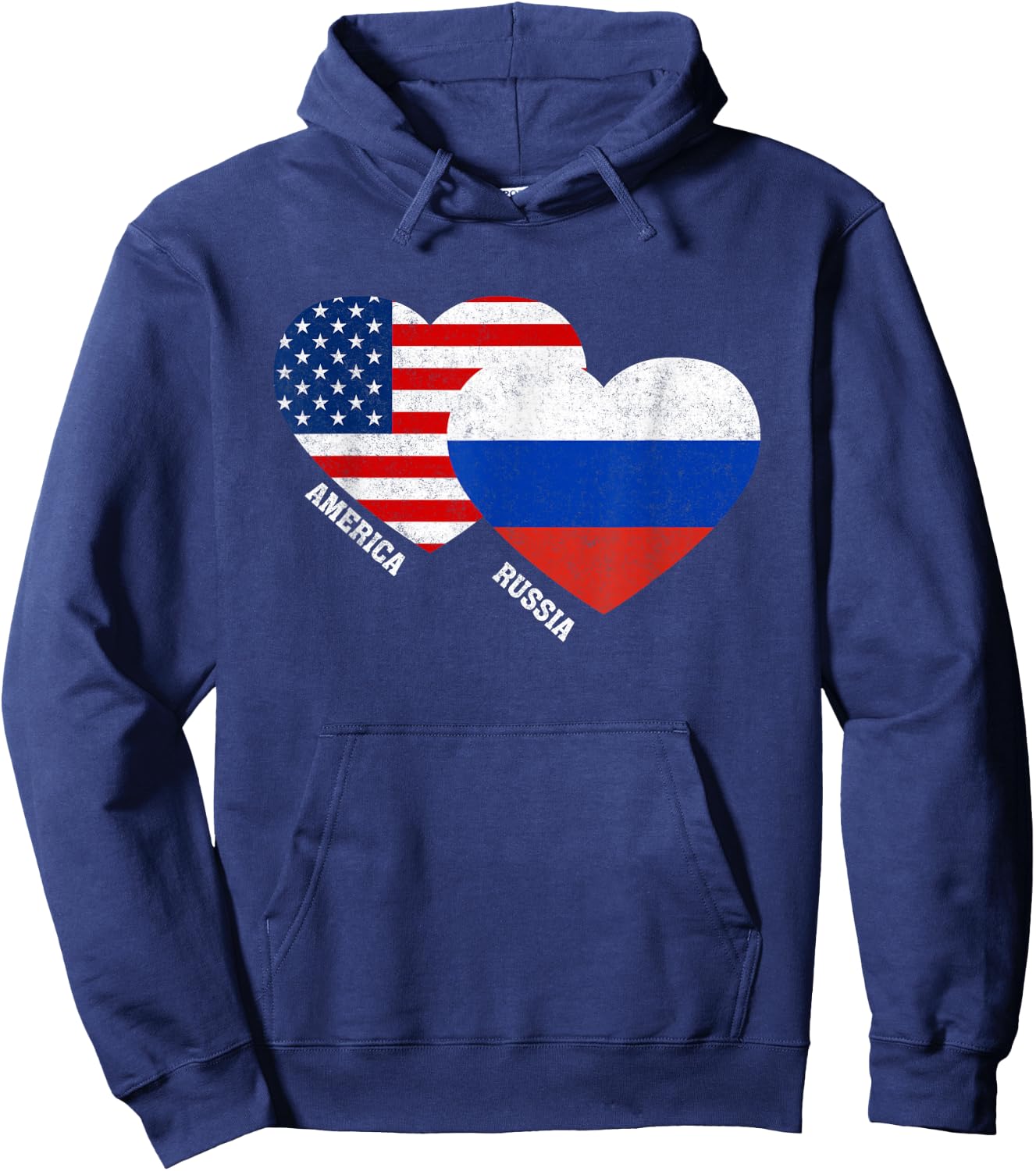 Russia Flag Shirt Russian American Pride Vintage Hoodie - Hoodie | Navy