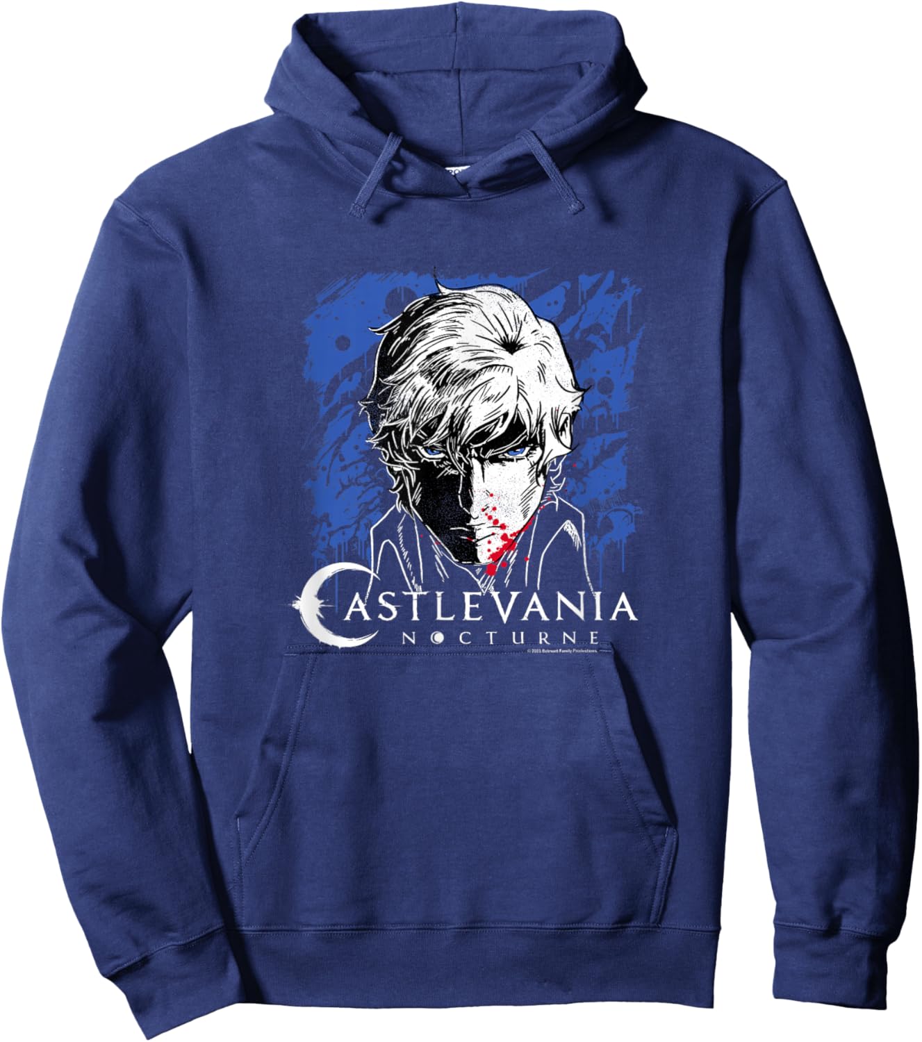 Castlevania: Nocturne Blood Covered Richter Face Portrait Hoodie - Hoodie | Navy