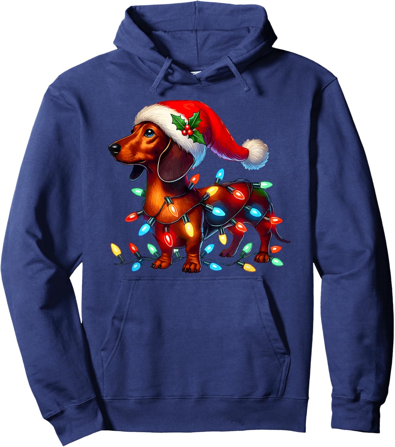 Dachshund weiner weener wiener dog funny christmas lights Hoodie - Hoodie | Navy