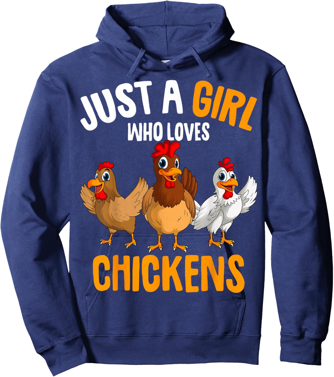Just a Girl who loves Chickens Kids Girls Chicken Hoodie - Hoodie | Navy