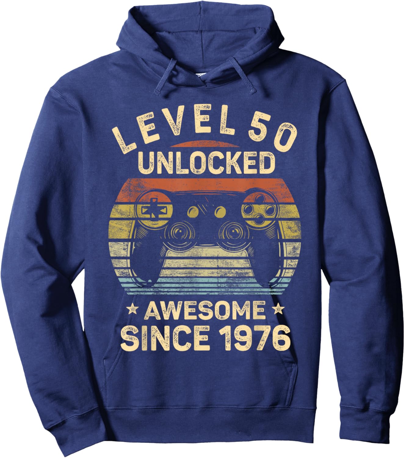 Level 50 Unlocked Awesome Since 1976 50th Birthday Gaming Hoodie - Hoodie | Navy