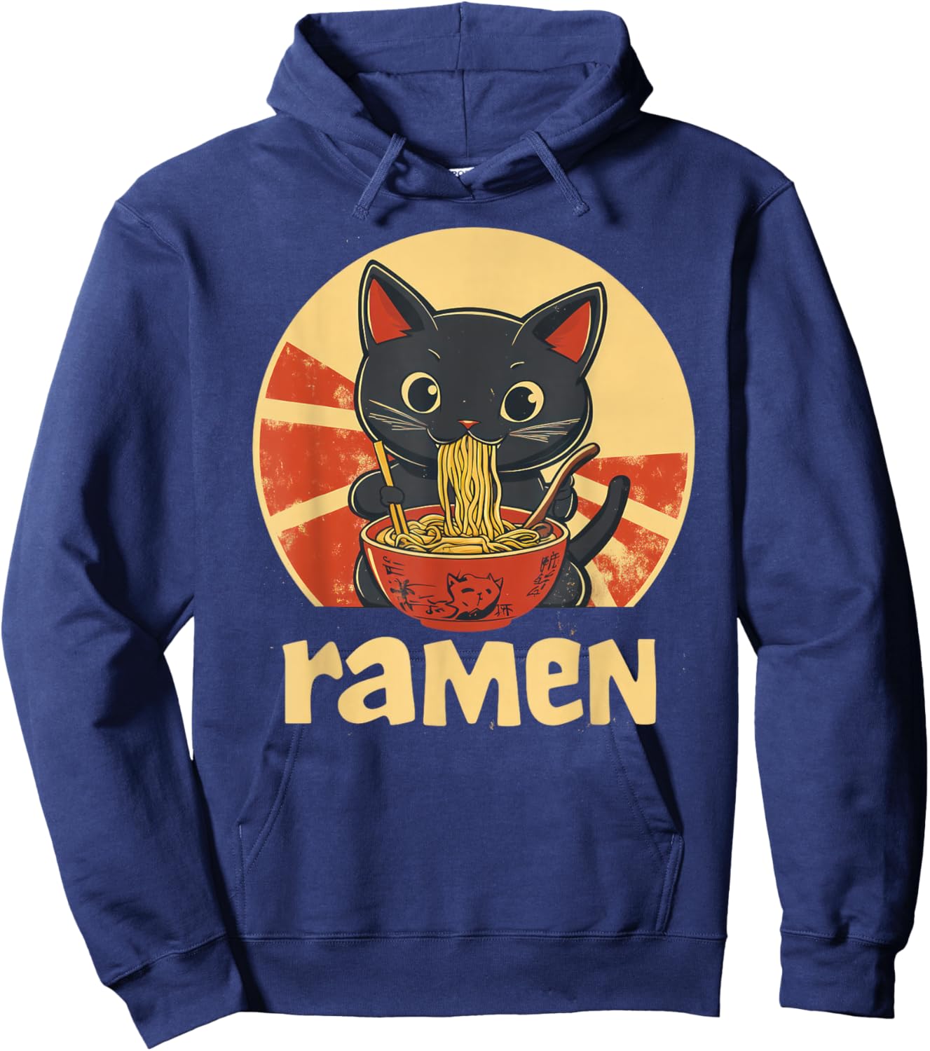 Anime Cat Ramen Kawaii japanese cat kawaii manga Hoodie - Hoodie | Navy