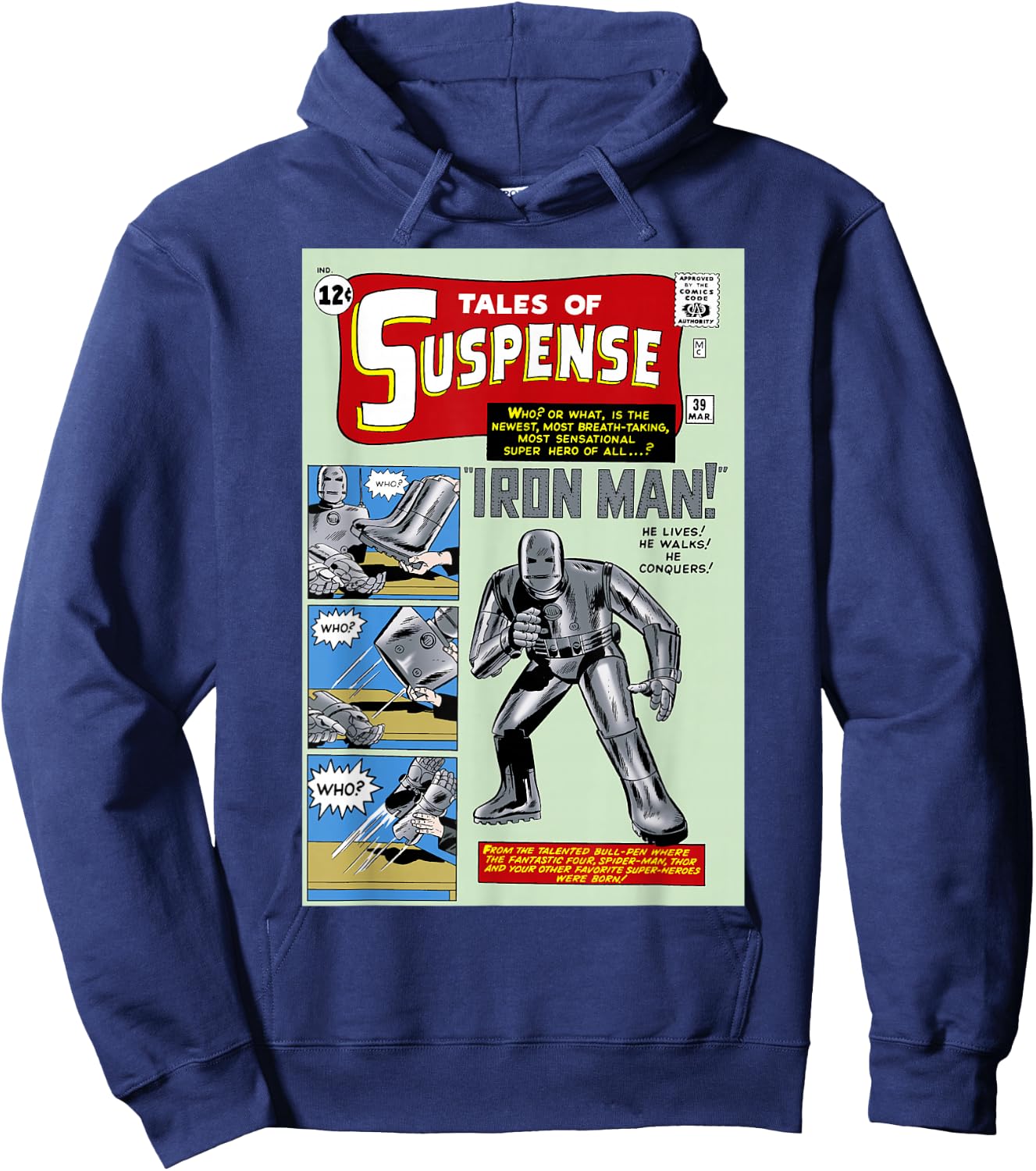 Marvel Avengers Iron Man Classic Suspense Comic Cover Hoodie - Hoodie | Navy