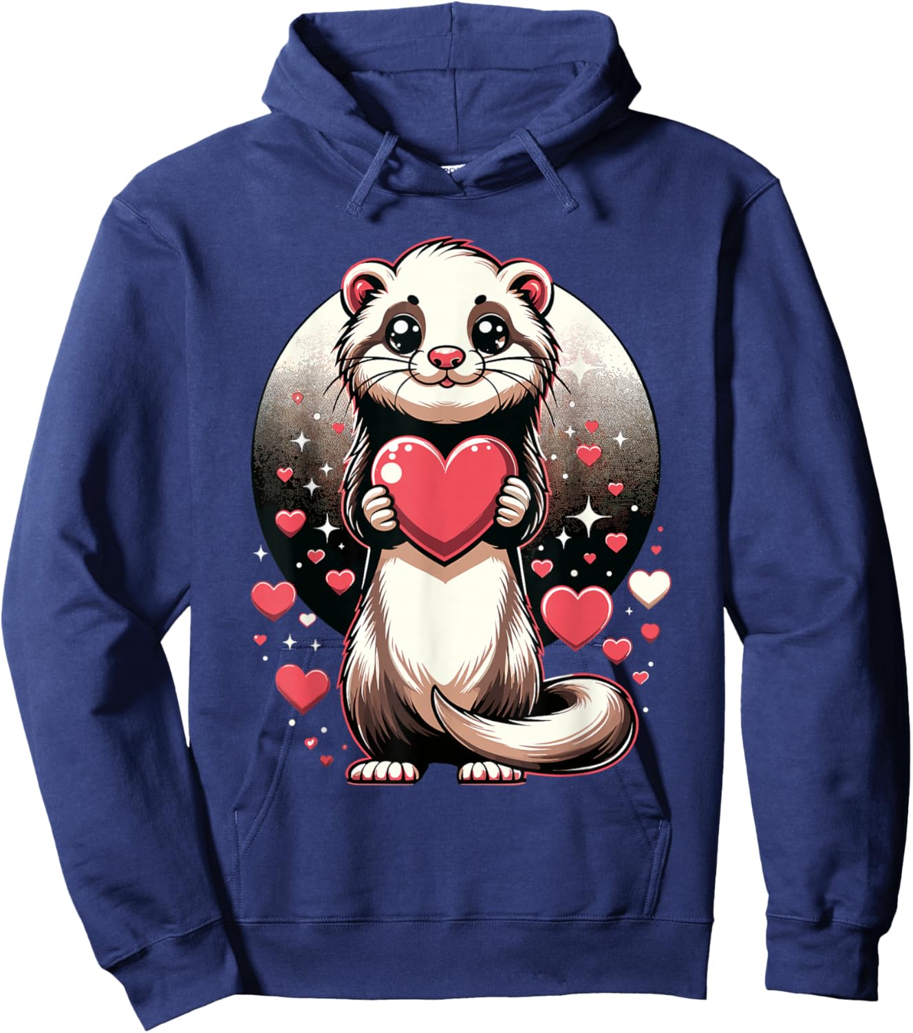 Ferret Holding Heart Valentine's Day Cute Valentine Hoodie - Hoodie | Navy