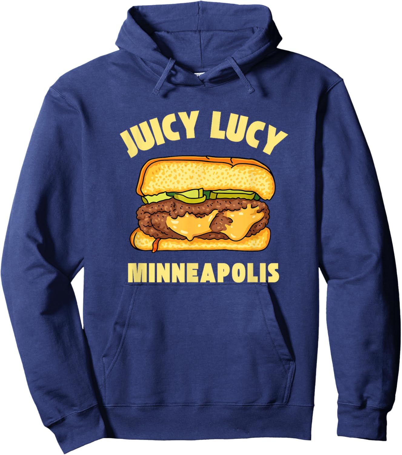 Juicy Lucy Cheeseburger Minneapolis Dive Bar Cheese Burger Hoodie - Hoodie | Navy