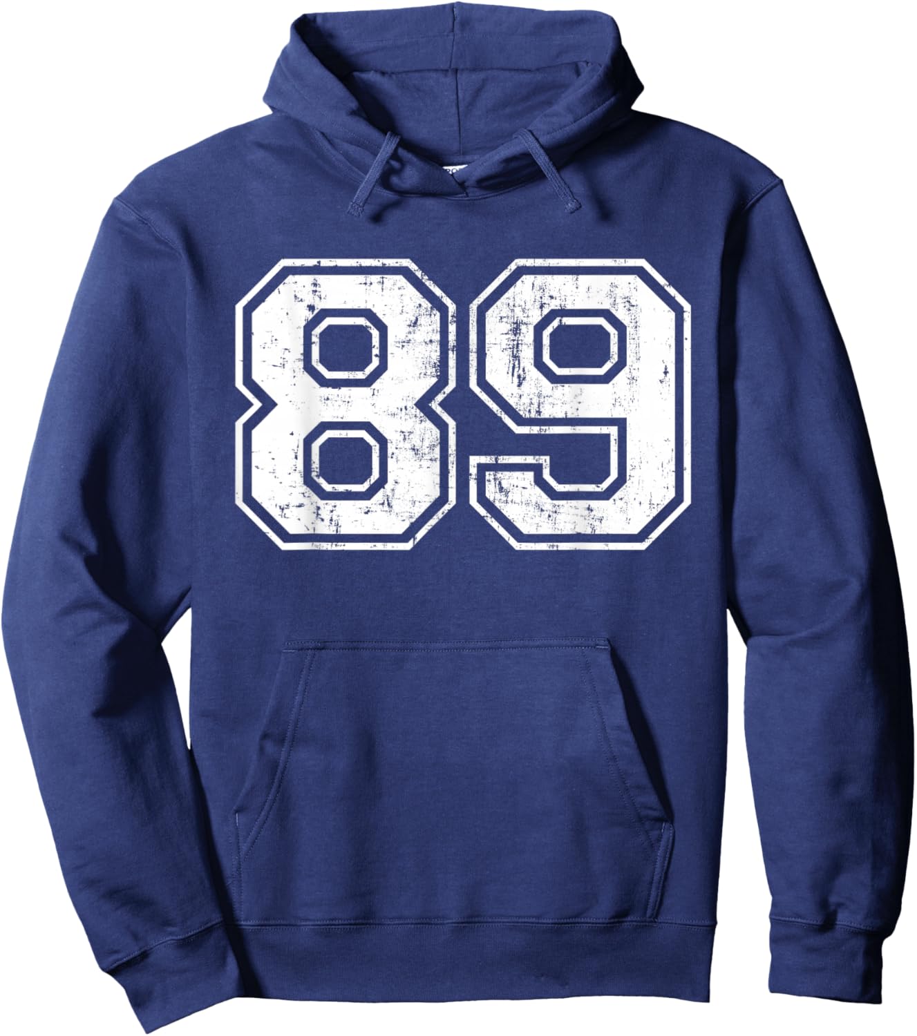 Number 89 Eighty Nine Distressed Vintage Sport Team Practice Hoodie - Hoodie | Navy