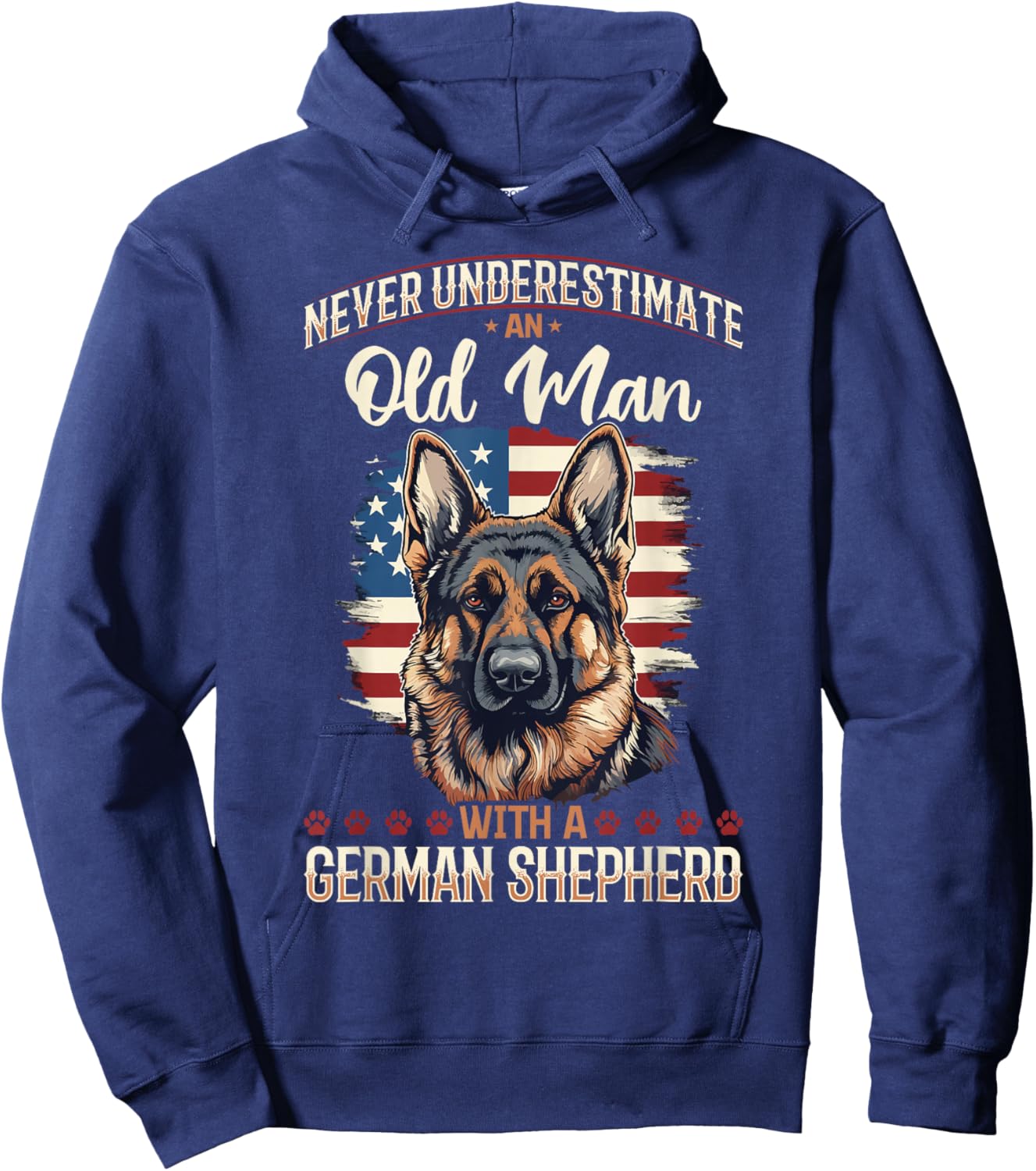 German Shepherd Dog Breed Pet Never Underestimate an Old Man Hoodie - Hoodie | Navy