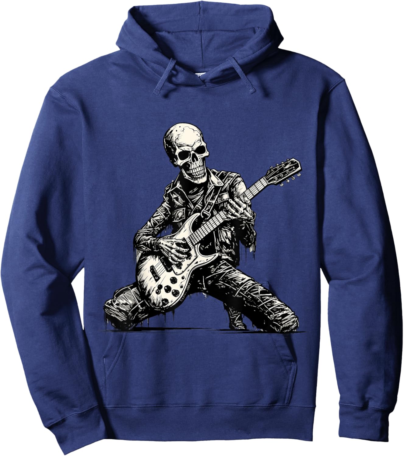 Spooky Skeleton Playing Guitar Halloween Costume Rock On Hoodie - Hoodie | Navy