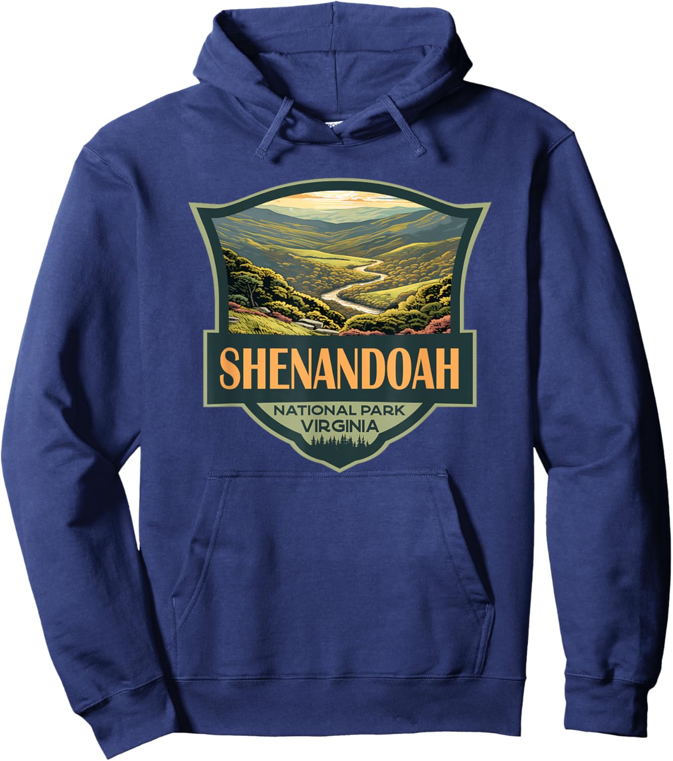 Shenandoah National Park Illustration Travel Retro Badge Hoodie - Hoodie | Navy