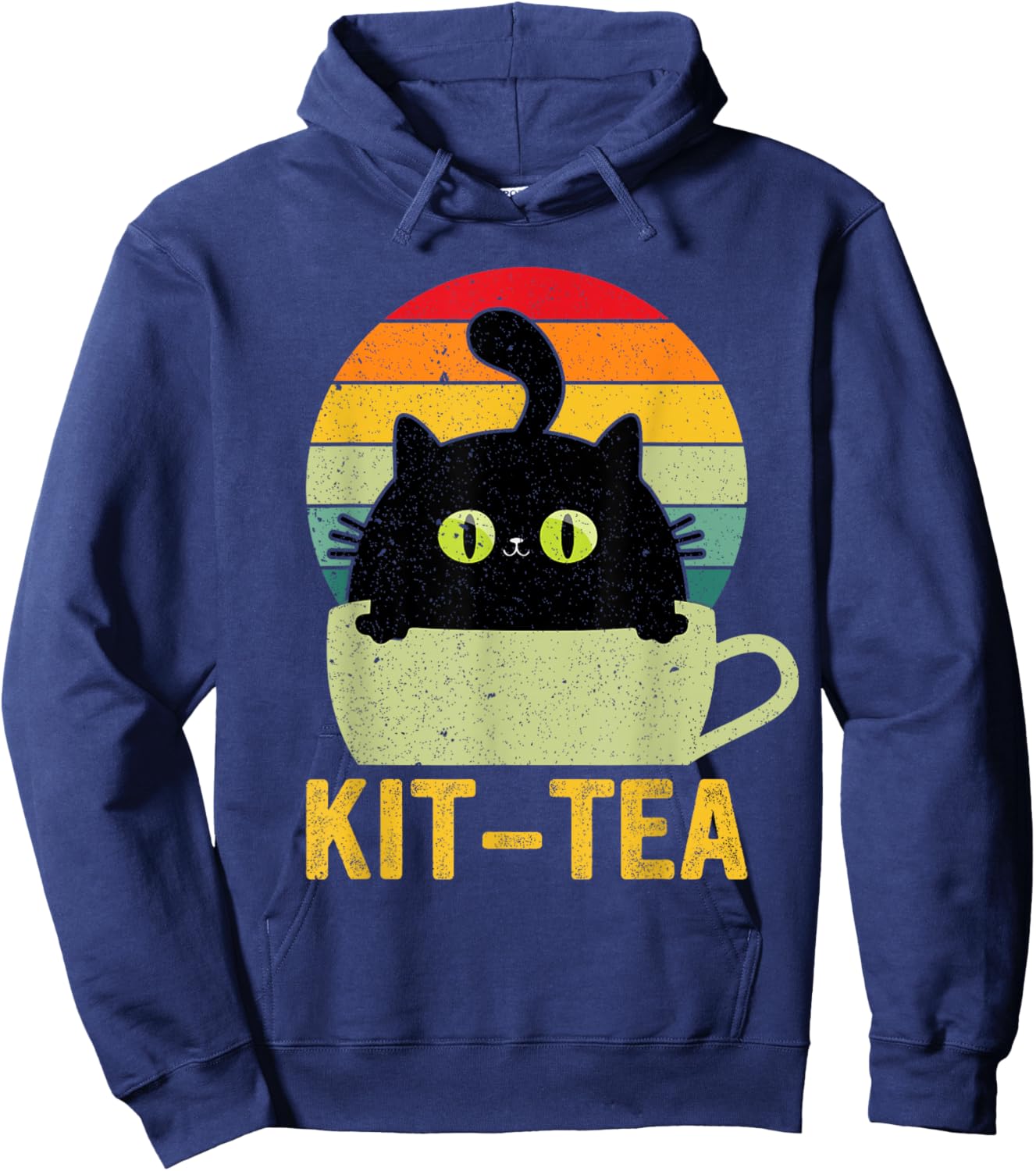Kit Tea Black Kitty Cat Tea Lover Men Women Girls Kids Hoodie - Hoodie | Navy