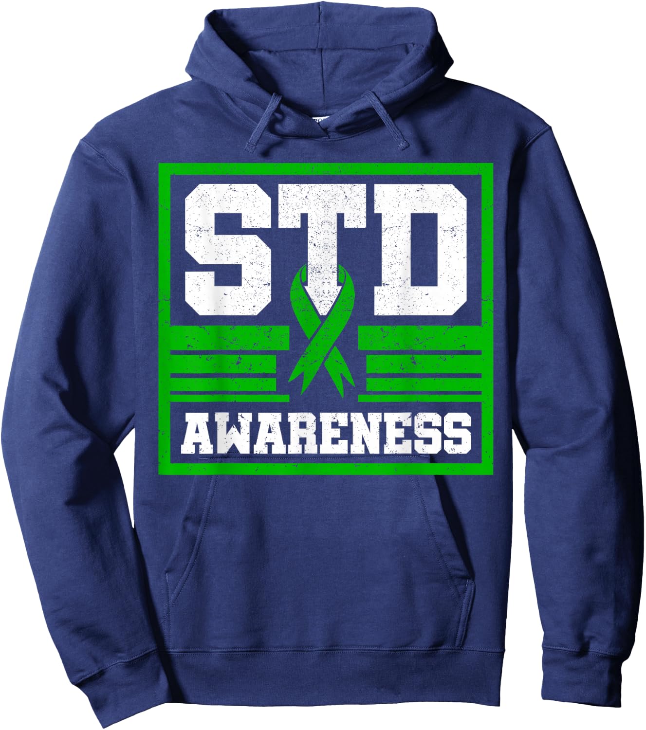 Sexually Transmitted Diseases STD Lime Green Ribbon Syphilis Hoodie - Hoodie | Navy